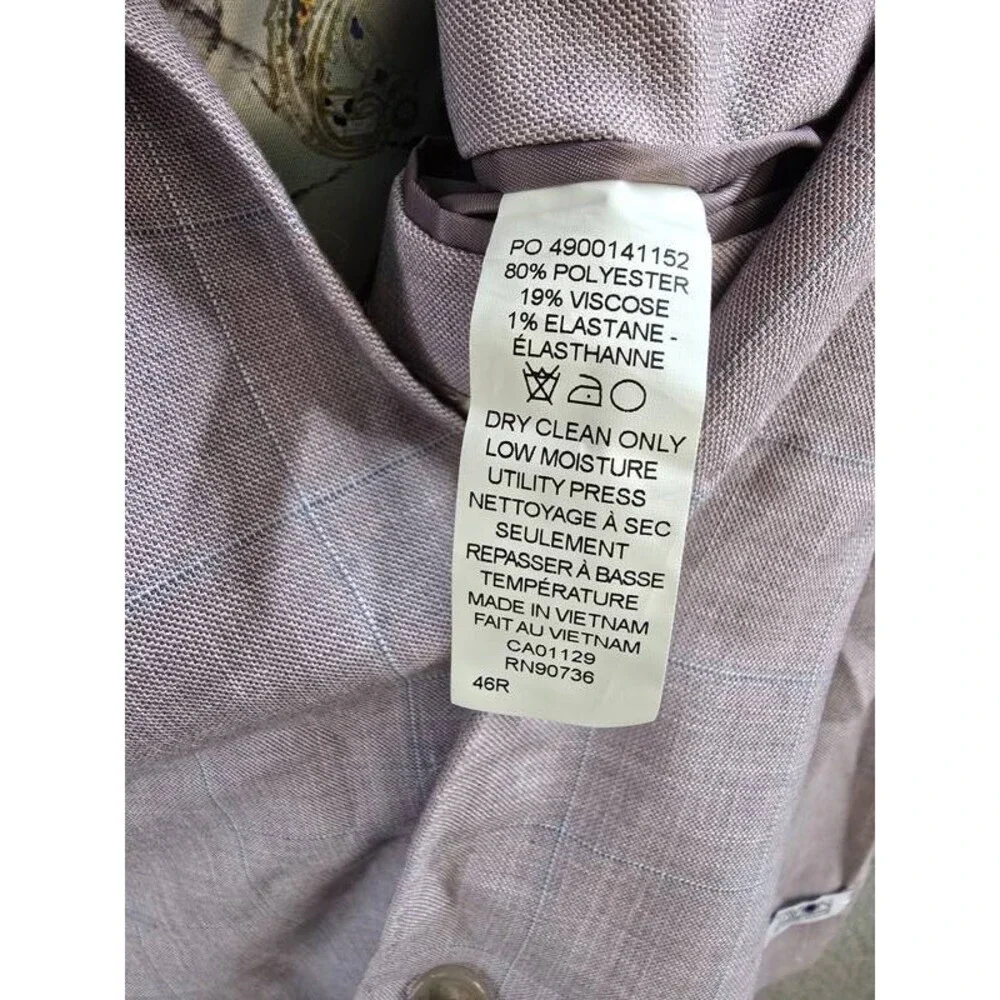 Tayion Regular-Fit Suit Jacket Men's 46R Pink Notch Lapel Front Button Closure